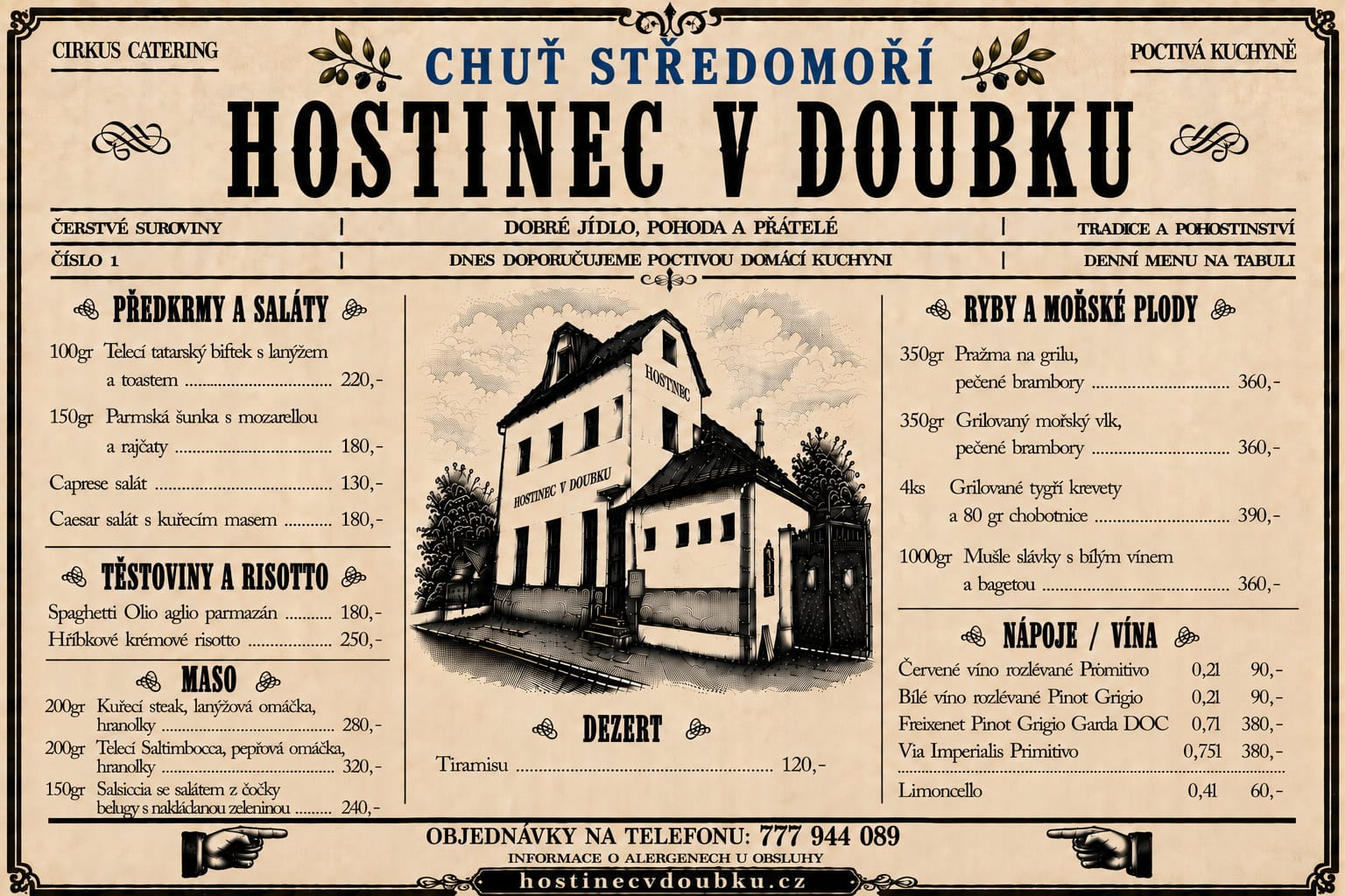 Novinka!  20. – 23.8.2026 – večerní menu zaměřené na středomořskou kuchyni!